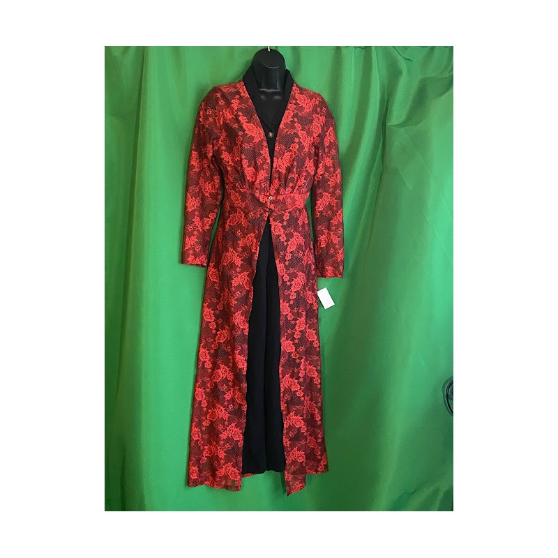 Red Floral Kimono Duster