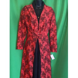 Red Floral Kimono Duster