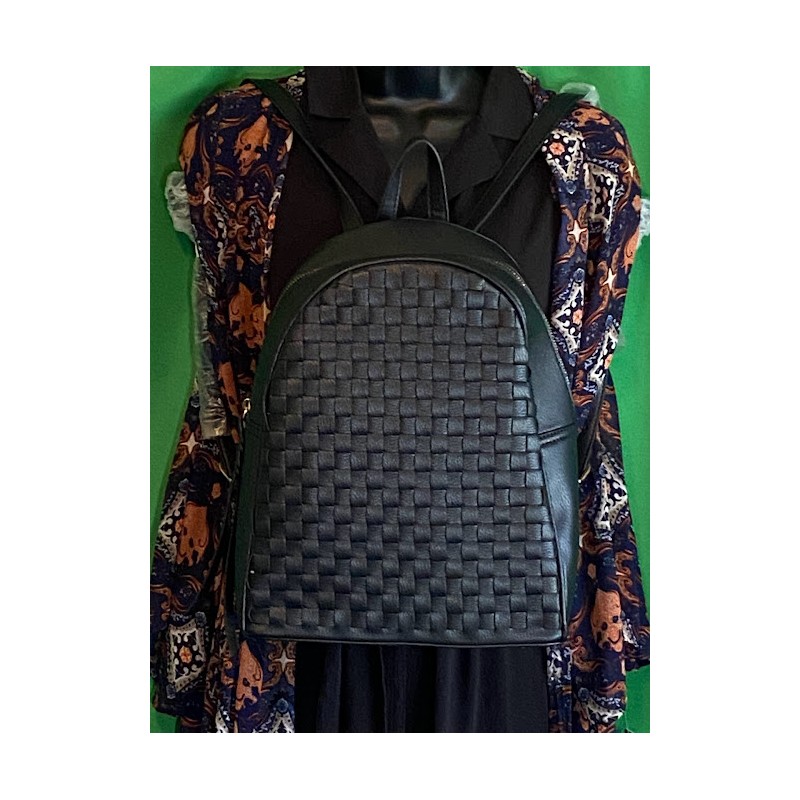 Black Vegan Leather Backpack